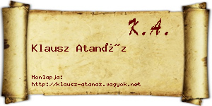Klausz Atanáz névjegykártya